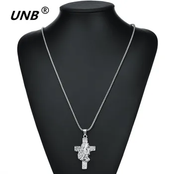 UNB Kríž INRI Kríž Ježiša Kus Prívesok & Náhrdelník Zlatá/Strieborná Farba Mužov Reťazca Christian Šperky, Darčeky Vintage Náhrdelník