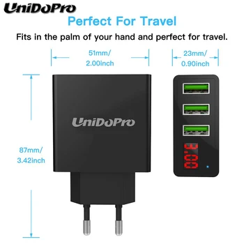 Unidopro 3-Port USB EÚ Zástrčku Sieťovej Nabíjačky pre Onda V989 Vzduch Plus , V891w Dual OS , V820w 2.4 Cestovné Chargeur w/ LED Displej