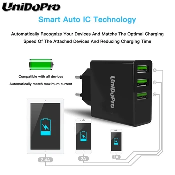 Unidopro 3-Port USB EÚ Zástrčku Sieťovej Nabíjačky pre Onda V989 Vzduch Plus , V891w Dual OS , V820w 2.4 Cestovné Chargeur w/ LED Displej