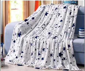 Unihome mäkké Obdĺžnik biele hviezdy a tmavo modrá aky tlač flanelové deku alebo ako gauč kryt /tešiteľ kryt