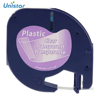 UNISTAR 3 KS Tlačiareň etikiet Pásky, Kompatibilné pre Dymo Letratag Plastico Čierne na Jasné 16951 12268 pre Dymo LT Tlačiarne 12 mm