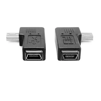 Univerzálny krátke Vpravo + Vľavo o 90 Stupňov Kábel usb Mini-B samec na USB Mini B Ženské rozšírením Údajov Adaptér pre Kamery, GPS, MP3 atd