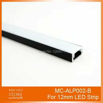 UnvarySam 0,5 M Black Super Slim Zapustené Hliníkové LED Profil bez Príruby Pomocou pre Pásky do 12 mm