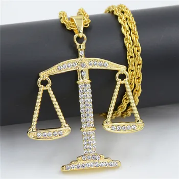 Uodesign Spravodlivosti Vyváženie Váhy Prívesok Náhrdelník Módne Zlatá Farba Kúzlo Muži Ženy Drahokamu Crystal Hiphop Šperky Zliatiny