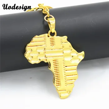 Uodesign Štýl Afrika Mapa Prívesok Keychain pre Ženy/Mužov Zlatá Farba Etiópskej Šperky Veľkoobchod Afriky Mapy Hiphop Keyring Položky
