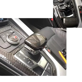 Upraviť Black Carbon Fiber výber páky, rukoväť Radenie Gombík hádzaná kryt 4M1713139F Pre Audi A4 B9 A5 Q7 2016 -2018