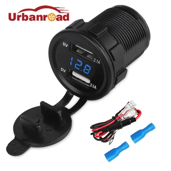 Urbanroad 4.2 12v Morských Motocykel, Auto USB Nabíjačka, Voltmeter pre zapaĺovač Loď Dual USB Nabíjačku Adaptér Napätie