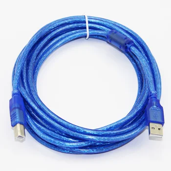 USB 2.0 Kábel Tlačiarne Typu Mužského Typu B Samec Fólia+Pletená Tienenie Transparentných Modrá 1,5 m 1,8 m 3m 5m 10m