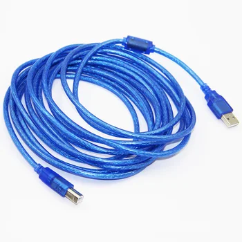 USB 2.0 Kábel Tlačiarne Typu Mužského Typu B Samec Fólia+Pletená Tienenie Transparentných Modrá 1,5 m 1,8 m 3m 5m 10m
