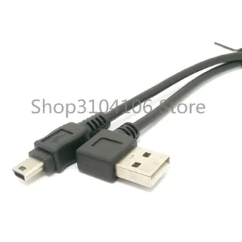USB 2.0 Muž Doprava Doľava Uhle 90 Stupňov k USB MINI-B 5pin Muž Telefónny Kábel 0.5 M
