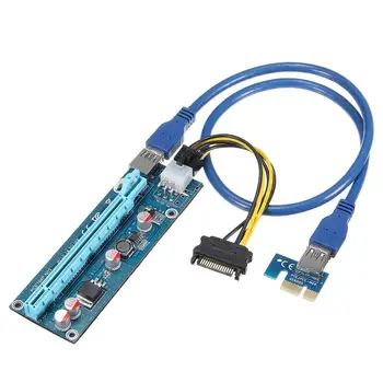 USB 3.0, PCI-E 1X Express 4x 8x 16x Extender Stúpačky Karty Adaptéra SATA 15 kolíkový Mužov a Napájací Kábel 6pin