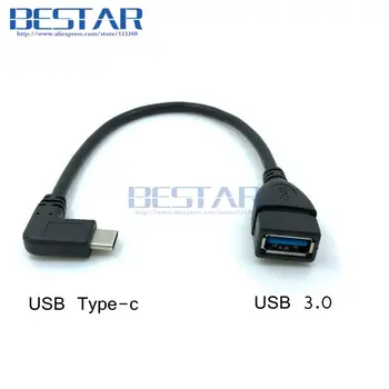 USB 3.1 Typ-c Muž Pravom Uhle k USB Mini-USB, Micro-USB Žena Previesť Kábel adaptéra 25 cm Údajov, nabíjačky, Káble, Mini Micro USB