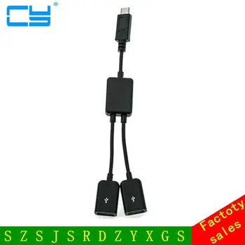 USB 3.1 Typu C Konektor Samec na USB Typu Žena OTG Kábel 1 2 Y Kábel Rozdeľovač pre Macbook