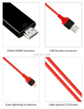 USB hdtv box pre lightning kábel HDMI iphone X/8 plus/7/6/6/5s Converter, ipod ipad TV Video digital AV adaptér Projektor