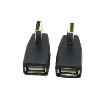 USB Konektor Šikmého Vertikálne Vľavo a Vpravo Smer Uhle 90 Stupňov, USB 2.0 Samec Samica Predlžovací Adaptér Nízky Profil Čierna