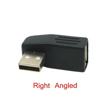 USB Konektor Šikmého Vertikálne Vľavo a Vpravo Smer Uhle 90 Stupňov, USB 2.0 Samec Samica Predlžovací Adaptér Nízky Profil Čierna