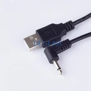 USB Muža Na 3.5 mm Audio kábel 1m 3 nohy 5V 2A Mono 3,5 mm USB Koleno Dizajn, Čierna