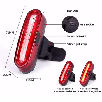 USB Nabíjateľné KLASU Zadné svetlo na Bicykel zadné svetlo Bezpečnostné Upozornenie Požičovňa Svetlo Predné Zadné Ostrohové Lampa 4style Blesk LED Svetlá