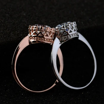 USTAR 0.7 cm Zirkón Koruny Prstene pre ženy Ruža zlatá farba Značky snubné Prstene žena Kryštály Anel Módne Šperky