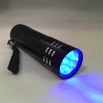 UV LED Baterky Prenosné Taktické Pochodeň Lampa Mini Hliníkové UV Ultra Violet 9 LED Baterka Čierne Svetlo, Pochodeň Kontrolovať Peniaze