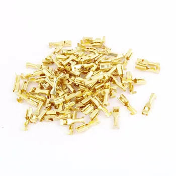 UXCELL 100 Ks Zlatý Tón 3mm Široký Žena Rýľ Mosadz Krimpovacie vypínače Nové