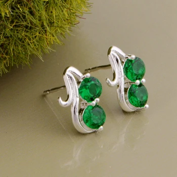 Ušľachtilý zelený zirkón Najvyššej kvality doprava zadarmo strieborné pozlátené Náušnice pre ženy módne šperky /YDGICONI QDYAEROY