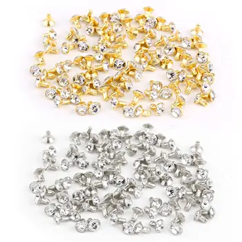 Užitočné 100ks silver + 100 ks zlaté Nity s drahokamu diamond 7mm