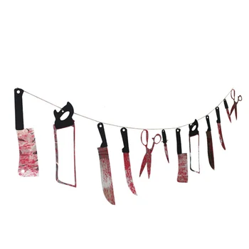 Užitočné Horor Strašidelné Halloween Party Strašidelný Dom Visí Garland Prívesok Banner Dekorácie Krvi Telo a Nože Nástroje