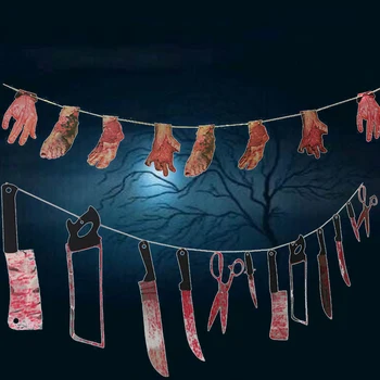 Užitočné Horor Strašidelné Halloween Party Strašidelný Dom Visí Garland Prívesok Banner Dekorácie Krvi Telo a Nože Nástroje