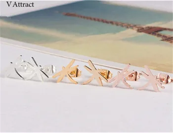 V Prilákať Nehrdzavejúcej Ocele Prírodou Inšpirovaný Šperky Orecchini Donna Rose Gold Dragonfly Stud Náušnice Ženy Evetyday Nosenie