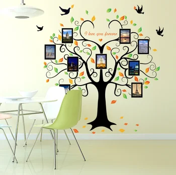 V tvare srdca photo frame umenie strom obývacej izby, spálne dekorácie samolepky na stenu 3D DIY foto múr múr domáce dekorácie XHC014
