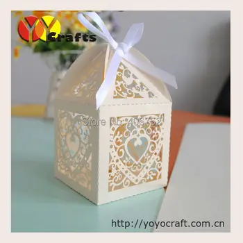 V tvare srdca slonoviny malé darčekové krabice na sviečky priaznivé svadobné ďakujem darčeky box pre hostí