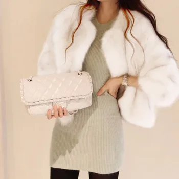 V zime Teplé kórejský Módne Luxusné Kvality Zvrchníky Žien umelú Kožušinu Coatsjacket vrchné oblečenie