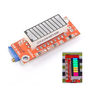 V3.2 4-farebné Kapacita Batérie Indikátor Modul Farebné Úroveň nabitia Batérie Tester Indikátor 10 LED Displej elektromerom