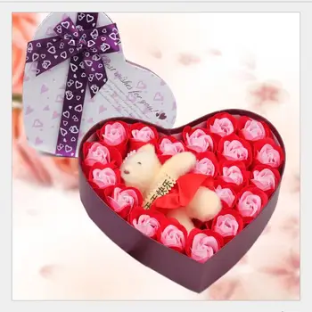Valentína, láska a romantika darček plus niesť v tvare Srdca rose mydlo kvety narodeninové darčeky