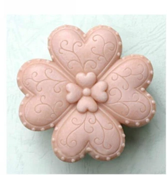 Valentína Predávať hot 4 srdca/Clover modelovanie kremíka mydlo formy Cake decoration plesní, Ručne vyrábané mydlo formy aróma kameň formy