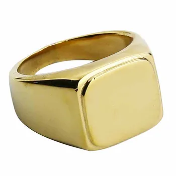 Valily Šperky Mužov Signet Ring Jednoduchý Dizajn Leštené Zlato, Čierne Krúžky z Nehrdzavejúcej Ocele Módne Kapela Krúžok pre Ženy Muži