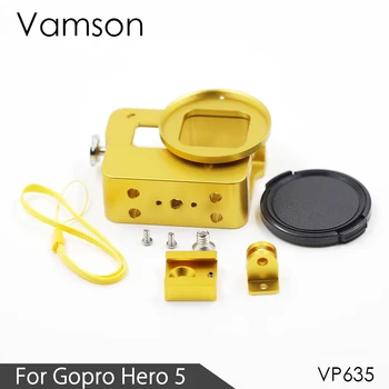 Vamson pre Gopro Hero 5 Príslušenstvo CNC Hliníkové Prípade Kovový Ochranný Bývanie prípade Rám + kryt Objektívu Kryt VP635