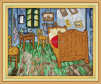 Van Gogh je spálňa,Počítané Tlačené na plátno DMC 11CT 14CT Cross Stitch auta,vyšívanie, Sady výšivky,domov, vzory