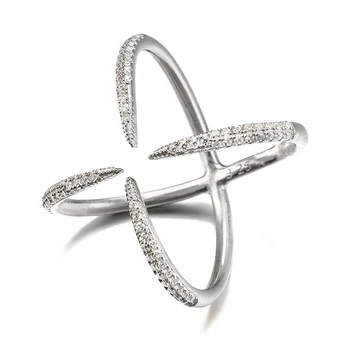 VANAXIN Trendy Krúžok Striebro 925 Svadobné Party Šperky Crystal Krúžky Osobnosti Módy Glod Strieborná Farba Geometrie Krúžok pre Ženy