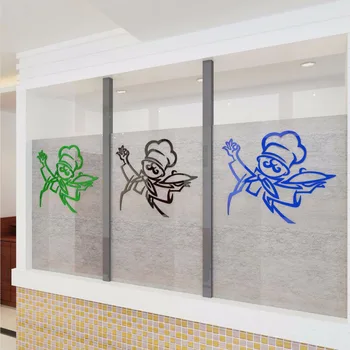 Variť Vitajte Akryl troch-dimenzionální crystal samolepky na stenu s Rýchlym občerstvením Kuchár dekorácie Okna sklo 3D nálepka