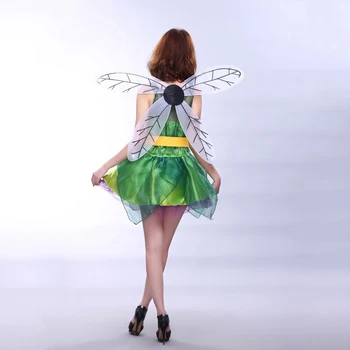 VASHEJINAG Dospelých zelený Les Elf Kostýmy Dievčatá Motýľ Kostým s Krídlami Dospelých Halloween Kvetinová Víla cosplay Kostým