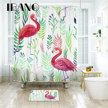 Vaňa Sprchový Záves Domova Kúpeľňové Doplnky Flamingo Partern Personalizovaná Tlač Nepremokavé Vaňa Opony