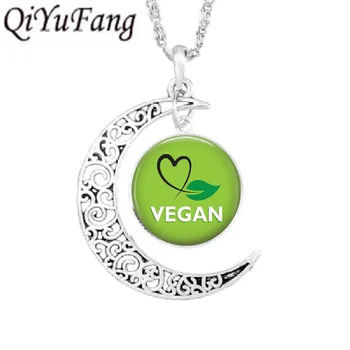 Vegánska strava šperky vegetariánska strava prívesok ísť organické náhrdelník Herbivore ísť vegánska Mesiac náhrdelníky paleo strava Reťazca strieborné prívesky