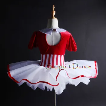 Velvet Červené Pruhy Balet Tutu Šaty Deti, Dospelých Lístkového Rukáv Tanečných Kostýmov, C300