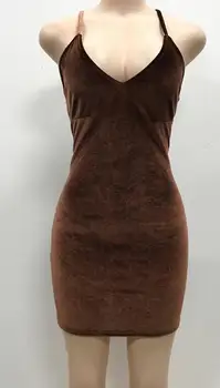 Velvet ženy špagety popruh košeľu 2018 Vintage krátke party šaty Backless v krku sklzu šaty Ružové vestidos 3colors S M L