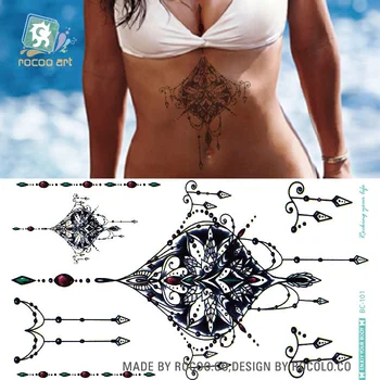 Veniec Sexy Krása Nepremokavé Dočasné Tetovanie Nálepky Rocooart BC101 Horúce Slnko, Kvet Zadné Telo Ženy Falošné Tetovanie Taty Pre Ženy