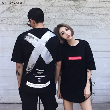 VERSMA 2017 Módne Japonský Harajuku Vytlačené T-shirts Muži Ženy Lete High Street Hip Hop Nadrozmerná Voľné BF Pár Tshirts Mužov