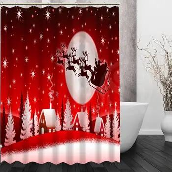 Veselé Vianoce Sprchový Záves New Vysoká Kvalita Vlastná Vaňa opony Nepremokavé Moderné polyester Vaňa obrazovky pre darček