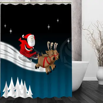 Veselé Vianoce Sprchový Záves New Vysoká Kvalita Vlastná Vaňa opony Nepremokavé Moderné polyester Vaňa obrazovky pre darček